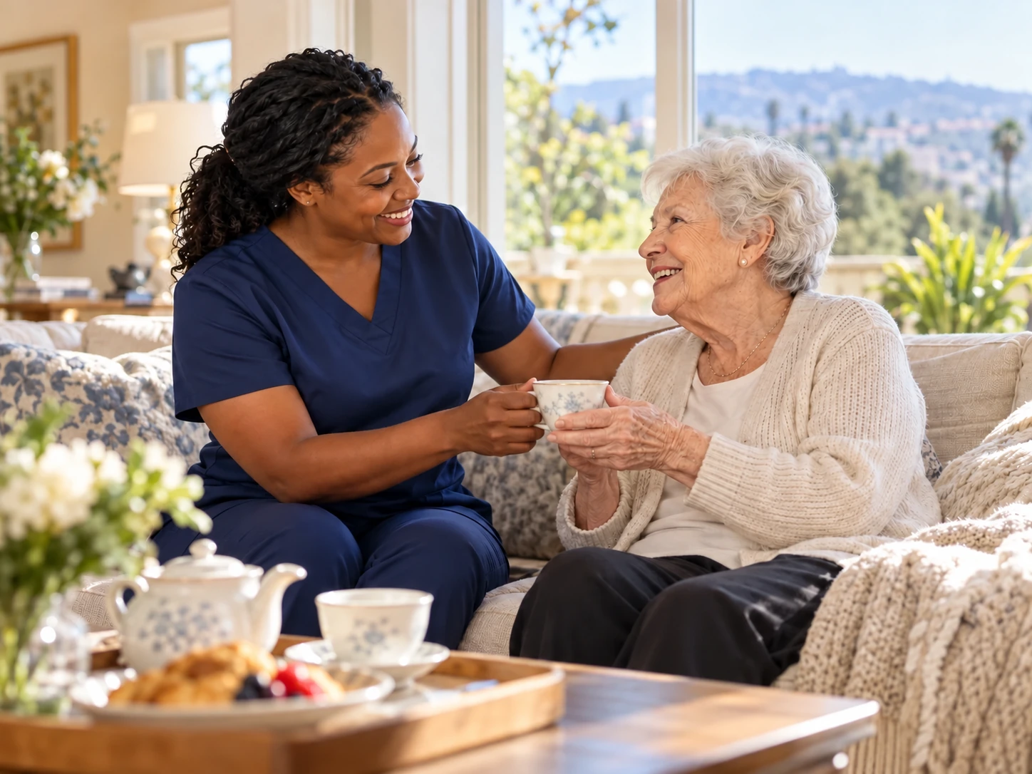 Caregiver supporting an older adult